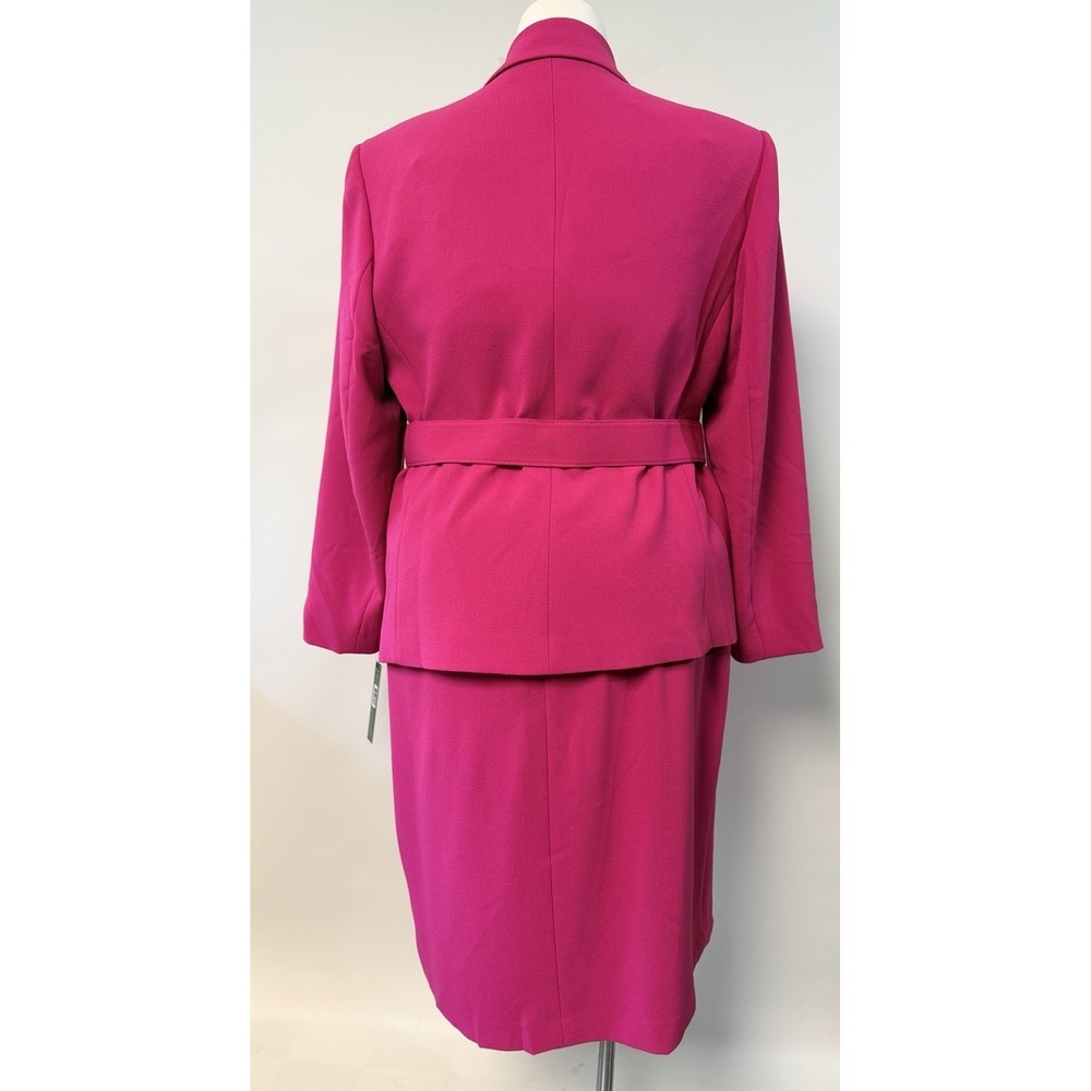 NEW $349 Tahari ASL Skirt Suit Womens Sz 18W 2 Pc Set Pink Belted Blazer Midi - Picture 12 of 16